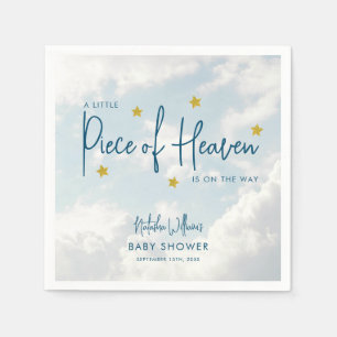 Little Piece of Heaven Sky Blue Baby Shower Serviette