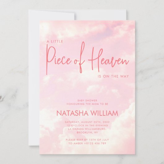Little Piece of Heaven Sky Pastel Pink Einladung (Vorderseite)