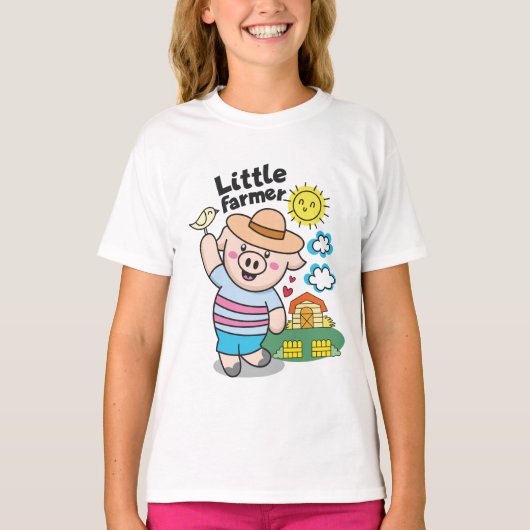 Little Pig Bauer Funny Niedlich Girl T-Shirt (Vorderseite)
