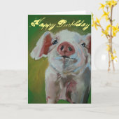 Little Pig Happy Birthday Karte (Gelbe Blume)
