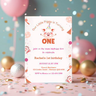 Little Piggy 1. Geburtstag | Farm Barnyard Theme Einladung