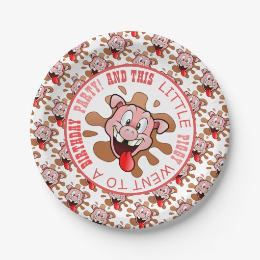 Little Piggy Birthday Party Paper Plate Pappteller (Vorderseite)