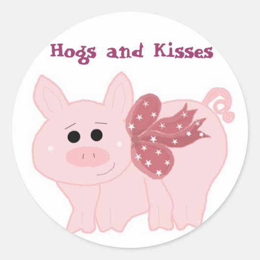 Little Piggy Hogs and Kisses Runder Aufkleber (Vorderseite)