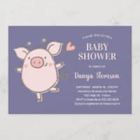 Little Piggy mit Balloon Pink Lila Babydusche