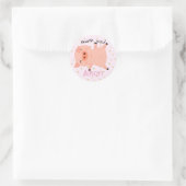Little Piggy with Stars Danke Pink Runder Aufkleber (Tasche)