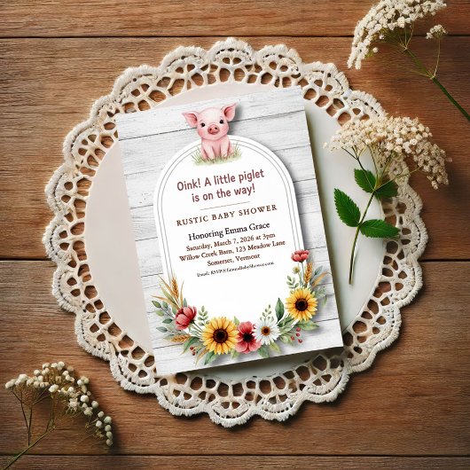 Little Piglet Sunflower Farm Baby Shower Postkarte