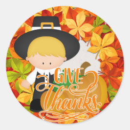 Little Pilgrim Boy - Danke Runder Aufkleber