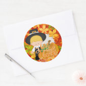 Little Pilgrim Boy - Danke Runder Aufkleber (Umschlag)