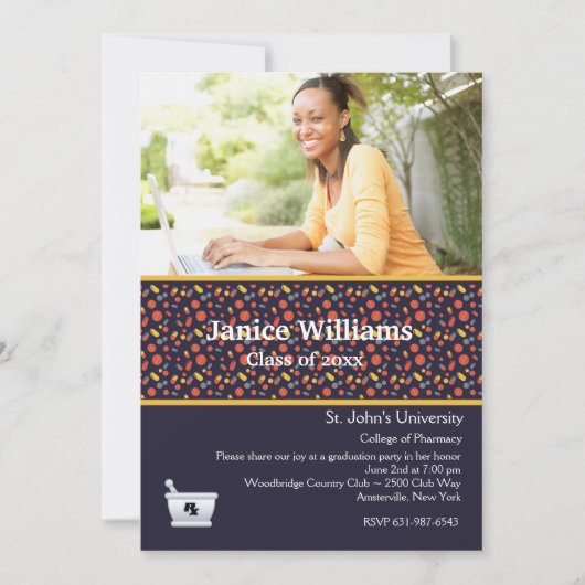 Little Pills Pharmacy Foto Abschluss Einladung (Vorderseite)