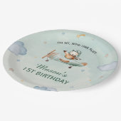 Little Pilot Green Sky 1st Birthday Airplane Party Pappteller (Schrägansicht)