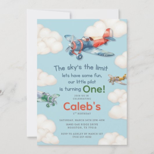 Little Pilot's First Birthday Einladung (Vorderseite)