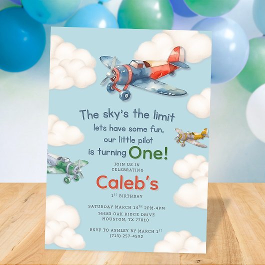 Little Pilot's First Birthday Einladung