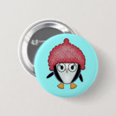 Little Pinguin in Red Hat Christmas Button (Vorne & Hinten)