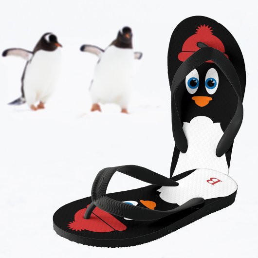 Little Pinguin Mit Monogramm Niedlicher Cartoon Fu Kinderbadesandalen