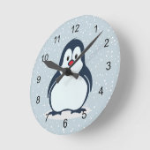 Little Pinguin Snowy Design Clock Runde Wanduhr (Winkel)