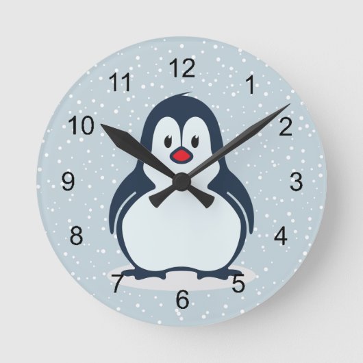 Little Pinguin Snowy Design Clock Runde Wanduhr (Vorderseite)