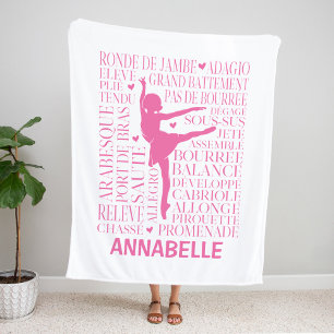 Little Pink Ballerina Typografie Fleecedecke