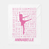Little Pink Ballerina Typografie Fleecedecke (Vorderseite)