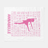Little Pink Ballerina Typografie Fleecedecke (Vorderseite (Horizontal))
