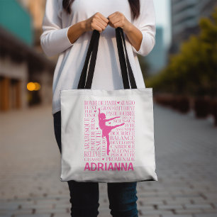 Little Pink Ballerina Typografie Word Art Tasche