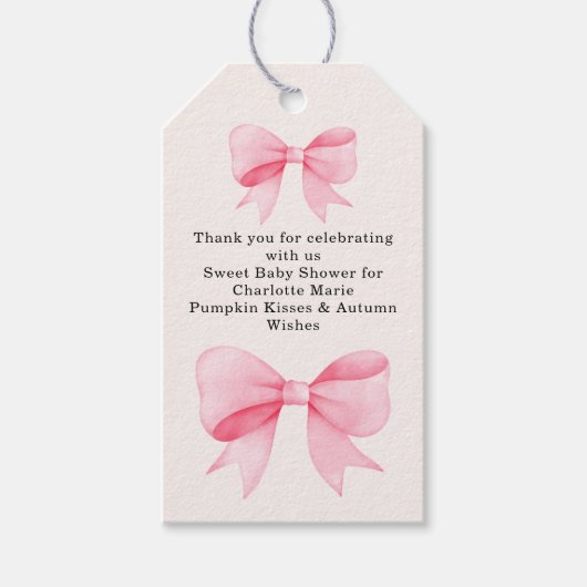 Little Pink Bow Baby Dusche - Fall Girl Geschenkanhänger (Vorderseite)