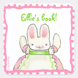 Little Pink Bunny Buchzeichen Quadratischer Aufkleber