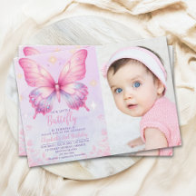 Little Pink Butterfly - Girls' Birthday with Photo
