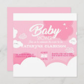 Little Pink Cloud Baby Dusche Einladung (Vorne/Hinten)