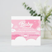 Little Pink Cloud Baby Dusche Einladung (Stehend Vorderseite)