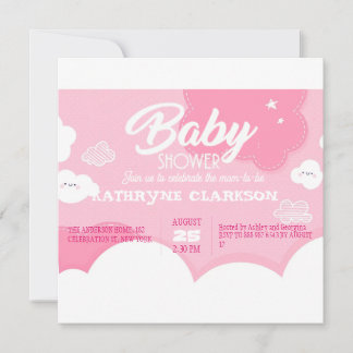 Little Pink Cloud Baby Dusche Einladung