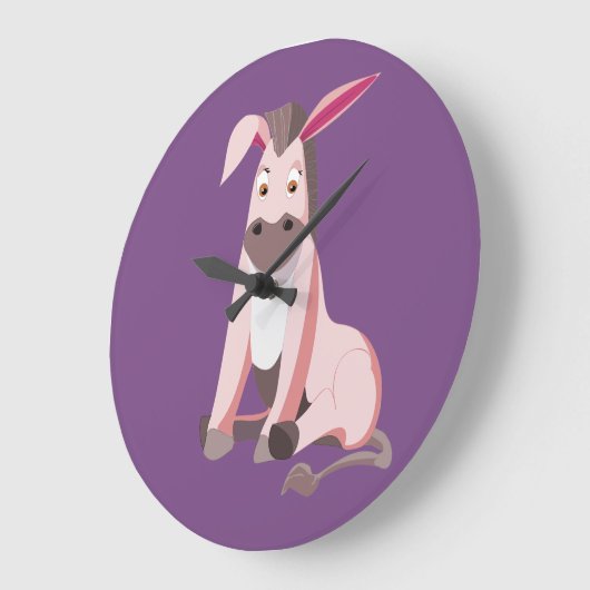 Little Pink Donkey Große Wanduhr (Winkel)