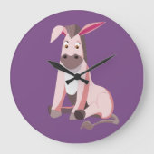 Little Pink Donkey Große Wanduhr (Vorderseite)