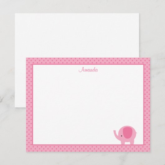 Little Pink Elephant Flat Mitteilungskarten (Vorne/Hinten)