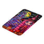 Little Pink Hexe Big Eyes Halloween Black Cat Magnet (Linke Seite)
