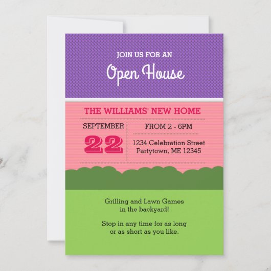 Little Pink House Fun Open House Einladung (Vorderseite)