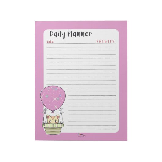 Little Pink Kitty Daily Planer Lined Notizblock (Rotiert)
