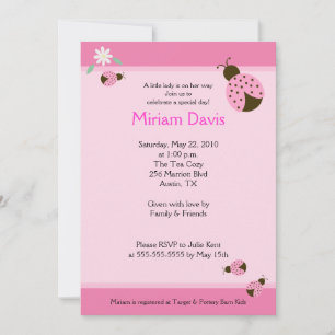 Little Pink Ladybugs 12x18 Baby Shower Einladungen