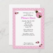 Little Pink Ladybugs 4x5 Baby Dusche Einladungen (Vorne/Hinten)