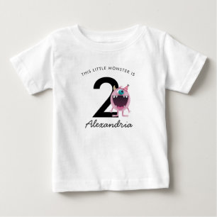 Little Pink Monster Geburtstag   Jedes Alter Baby T-shirt
