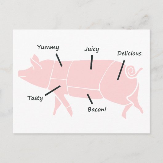 Little Pink Piggie mit leckeren Labels Postkarte (Vorderseite)