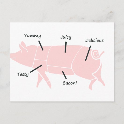 Little Pink Piggie mit leckeren Labels Postkarte (Vorderseite)