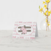 Little Pink Piglet Note Card Karte (Gelbe Blume)