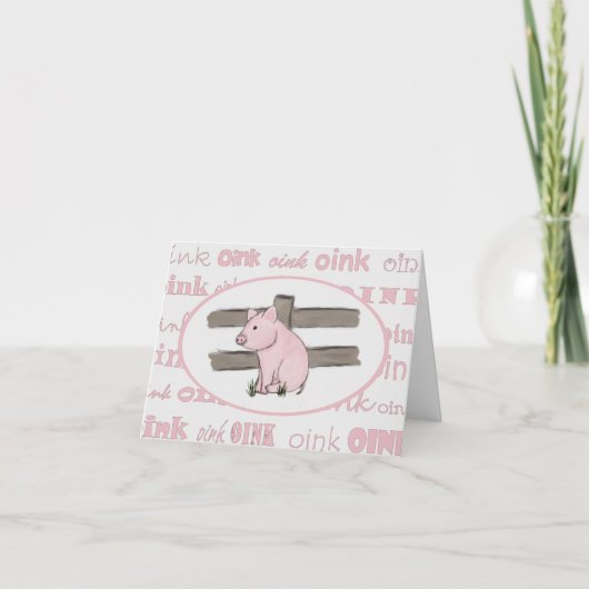 Little Pink Piglet Note Card Karte (Vorderseite)