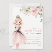Little Pink Princess Rose Floral Birthday Photo Einladung (Vorderseite)