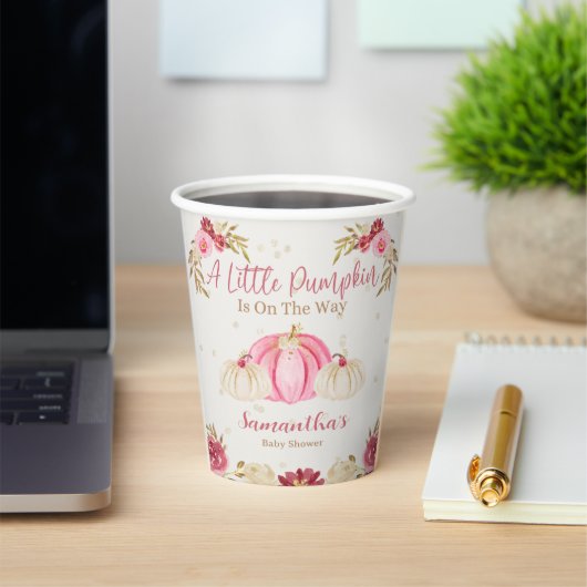 Little Pink Pumpkin Aquarell Floral Paper Cups Pappbecher (InSitu)
