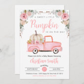 Little Pink Pumpkin Rustic Truck Baby Girl Dusche Einladung (Vorne/Hinten)