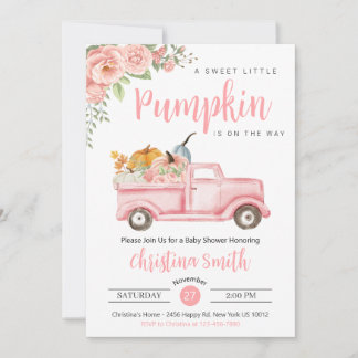 Little Pink Pumpkin Rustic Truck Baby Girl Dusche Einladung