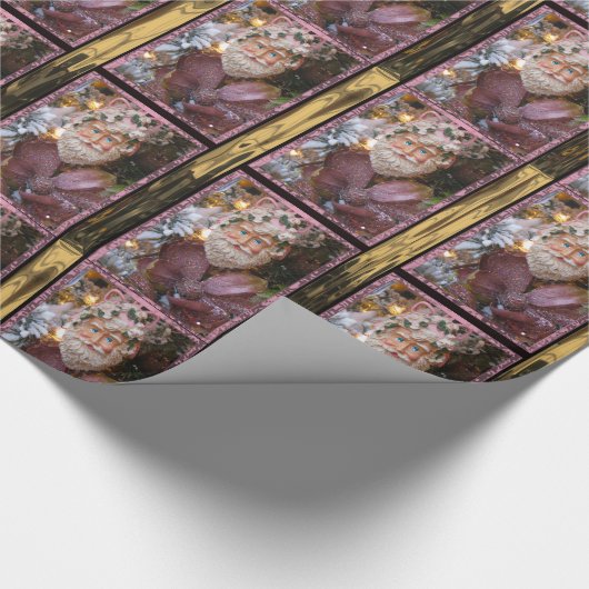 Little Pink Santa Gala 30" x 6' Geschenkpapier (Ecke)