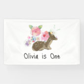 Little Pink Wildblume Woodland 1. Geburtstag Banner (Horizontal)