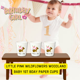 Little Pink Wildblumen Woodland Baby 1 Tag Pappbecher